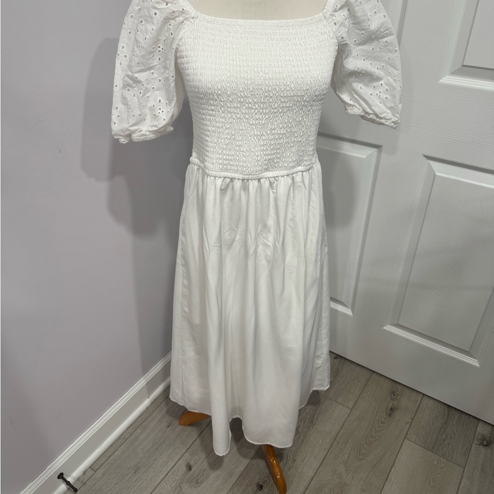Maurices White Smocked Midi Dress